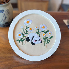 Load image into Gallery viewer, Baby Panda Flowers Hand Embroidery DIY Kit 20cm