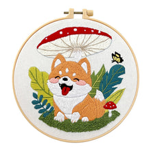 Load image into Gallery viewer, Adorable Corgi Dog & Flowers Hand Embroidery DIY Kit 20cm