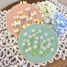 Load image into Gallery viewer, Beginners White Daisy Flowers Hand Embroidery DIY Kit 20cm