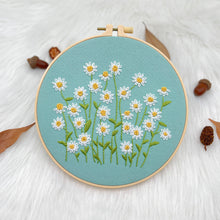 Load image into Gallery viewer, Beginners White Daisy Flowers Hand Embroidery DIY Kit 20cm