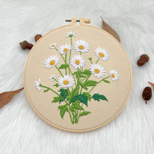 Load image into Gallery viewer, Beginners White Daisy Flowers Hand Embroidery DIY Kit 20cm