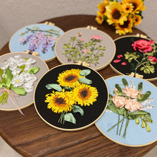Cargar imagen en el visor de la galería, Vibrant Ribbon Flowers Hand Embroidery DIY Kit 20cm