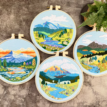 Load image into Gallery viewer, River Mountain scenery Landscape Hand Embroidery DIY Kit 20cm