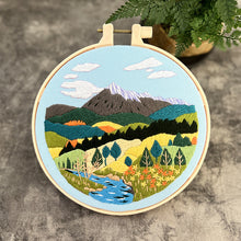 Load image into Gallery viewer, River Mountain scenery Landscape Hand Embroidery DIY Kit 20cm