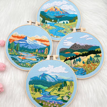 Load image into Gallery viewer, River Mountain scenery Landscape Hand Embroidery DIY Kit 20cm