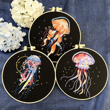 Load image into Gallery viewer, Graceful Jellyfish Hand Embroidery DIY Kit 20cm