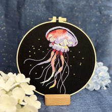 Load image into Gallery viewer, Graceful Jellyfish Hand Embroidery DIY Kit 20cm