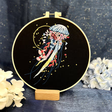 Load image into Gallery viewer, Graceful Jellyfish Hand Embroidery DIY Kit 20cm