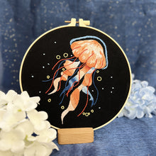 Load image into Gallery viewer, Graceful Jellyfish Hand Embroidery DIY Kit 20cm