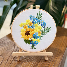 Load image into Gallery viewer, Colorful Flowers Bouquet Hand Embroidery DIY Kit 20cm
