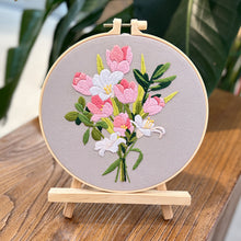Load image into Gallery viewer, Colorful Flowers Bouquet Hand Embroidery DIY Kit 20cm