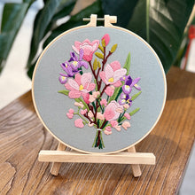 Load image into Gallery viewer, Colorful Flowers Bouquet Hand Embroidery DIY Kit 20cm