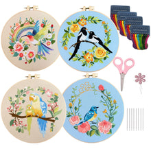 Load image into Gallery viewer, Charming Multicolored Birds Embroidery DIY Kit 20cm