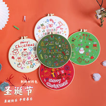 Load image into Gallery viewer, Merry Christmas Holiday Spirit Embroidery DIY Kit 20cm
