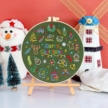 Load image into Gallery viewer, Merry Christmas Holiday Spirit Embroidery DIY Kit 20cm