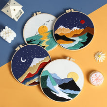 Load image into Gallery viewer, Serene Landscape Nature Embroidery DIY Kit 20cm