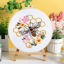 Load image into Gallery viewer, Flowers & Bee Scenery Embroidery DIY Kit 20cm