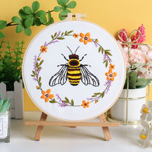 Load image into Gallery viewer, Flowers & Bee Scenery Embroidery DIY Kit 20cm
