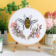 Load image into Gallery viewer, Flowers & Bee Scenery Embroidery DIY Kit 20cm