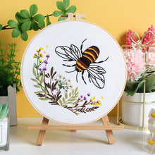 Load image into Gallery viewer, Flowers & Bee Scenery Embroidery DIY Kit 20cm