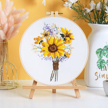 Load image into Gallery viewer, Sunflowers Bouquet Embroidery DIY Kit 20cm