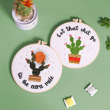 Load image into Gallery viewer, Inspirational Cactus Embroidery DIY Kit 20cm