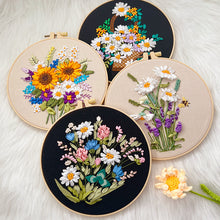 Cargar imagen en el visor de la galería, Astonished Ribbon Flowers Bouquet Embroidery DIY Kit 20cm