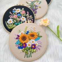 Cargar imagen en el visor de la galería, Astonished Ribbon Flowers Bouquet Embroidery DIY Kit 20cm