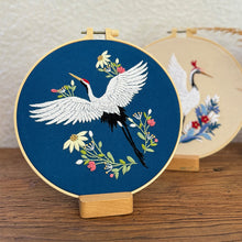 Load image into Gallery viewer, Majestic Crane and Flowers Embroidery DIY Kit 20cm