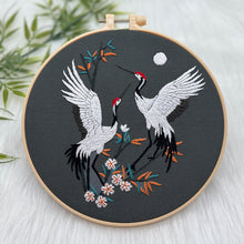Load image into Gallery viewer, Majestic Crane and Flowers Embroidery DIY Kit 20cm