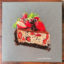 Charger l'image dans la galerie, Original Thread Painting - Strawberry Cake- Embroidery size 8” Framed