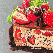 Charger l'image dans la galerie, Original Thread Painting - Strawberry Cake- Embroidery size 8” Framed