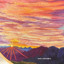 Charger l'image dans la galerie, Original Thread Painting - Colorful Sunset Scenery - Embroidery size 8”