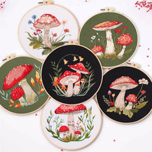 Load image into Gallery viewer, Red Mushrooms Hand Embroidery DIY Kit 20cm