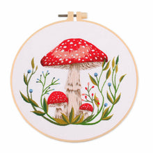 Load image into Gallery viewer, Red Mushrooms Hand Embroidery DIY Kit 20cm