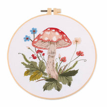 Load image into Gallery viewer, Red Mushrooms Hand Embroidery DIY Kit 20cm