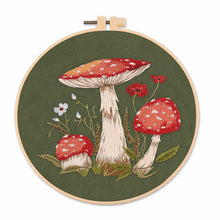 Load image into Gallery viewer, Red Mushrooms Hand Embroidery DIY Kit 20cm