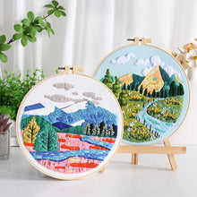 Load image into Gallery viewer, River Mountain scenery Landscape Hand Embroidery DIY Kit 20cm