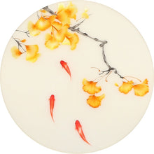 Load image into Gallery viewer, DIY Silk Embroidery kit Ginkgo Leaves & Fishes 20cm