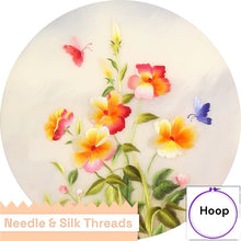 Load image into Gallery viewer, DIY Silk Embroidery kit Colorful Flowers 20cm