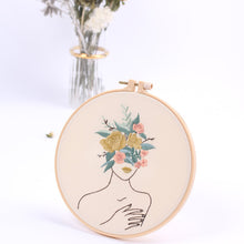 Load image into Gallery viewer, Woman with Flower Morden Hand Embroidery Kit 20cm