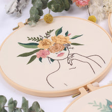 Load image into Gallery viewer, Woman with Flower Morden Hand Embroidery Kit 20cm