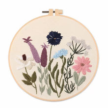 Load image into Gallery viewer, Botanical Wild Flowers Hand Embroidery Kit 20cm