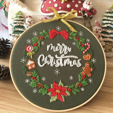 Load image into Gallery viewer, Merry Christmas Xmas Gift Hand Embroidery Kit 20cm