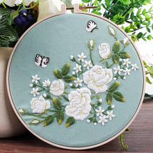 Load image into Gallery viewer, White Roses Intermediate Hand Embroidery Kit