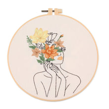 Load image into Gallery viewer, Woman with Flower Morden Hand Embroidery Kit 20cm