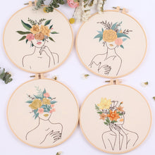 Load image into Gallery viewer, Woman with Flower Morden Hand Embroidery Kit 20cm
