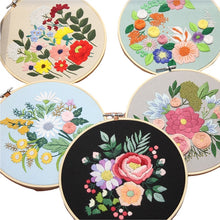 Load image into Gallery viewer, Beginners Flower Bouquet DIY Hand Embroidery Kit 20cm