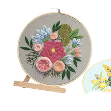 Load image into Gallery viewer, Beginners Flower Bouquet DIY Hand Embroidery Kit 20cm