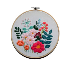 Load image into Gallery viewer, Beginners Flowers in Garden Hand Embroidery Kit 20cm